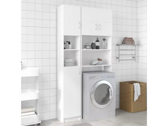 Ensemble de meuble pour machine à laver Blanc Bois d'ingénierie
