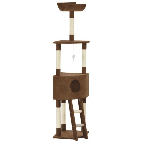 Arranhador para gatos com poste de sisal, marrom