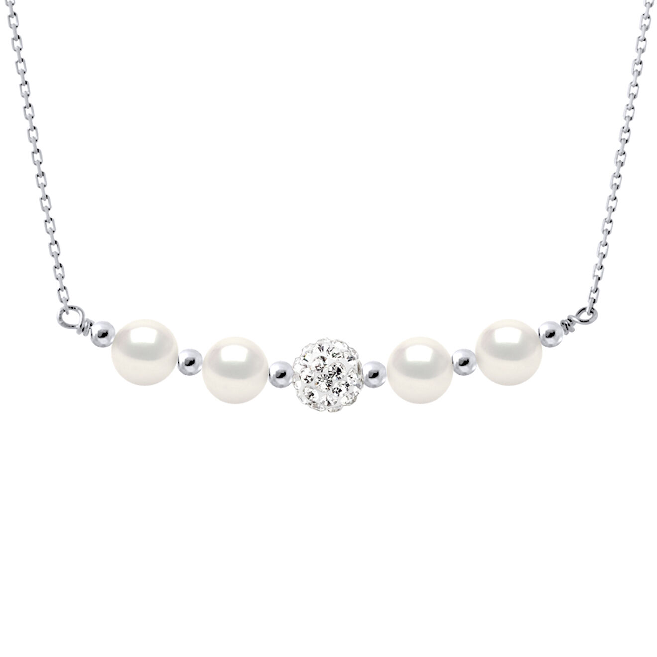 Pearl Addict Collier Argent & Perles d'Eau Douce blanches
