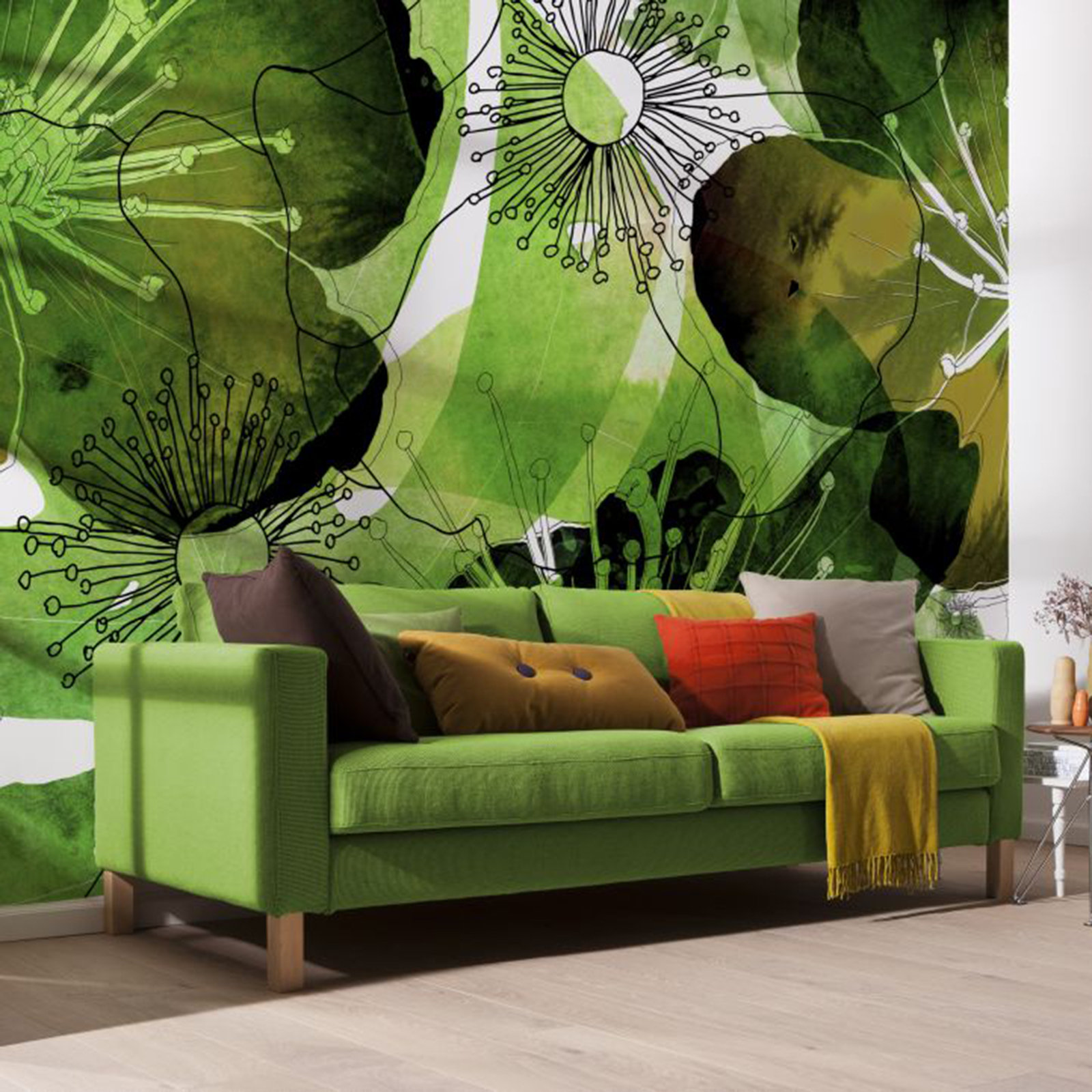Vlies-Fototapete AQUARELL - grün - 350x250 cm