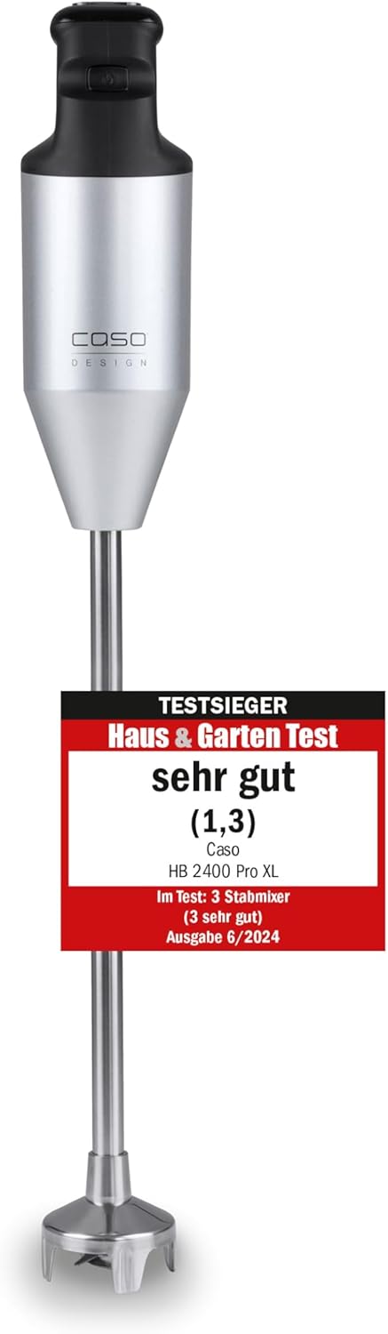 CASO HB 2400 Pro XL-Design Stabmixer Inkl. Zubehör, Testsieger Haus & Garten Test, Mixen, Rühren, Quirlen, Pürieren, Edelstahlstab (29cm), leistungsstarke 24.000 U/min