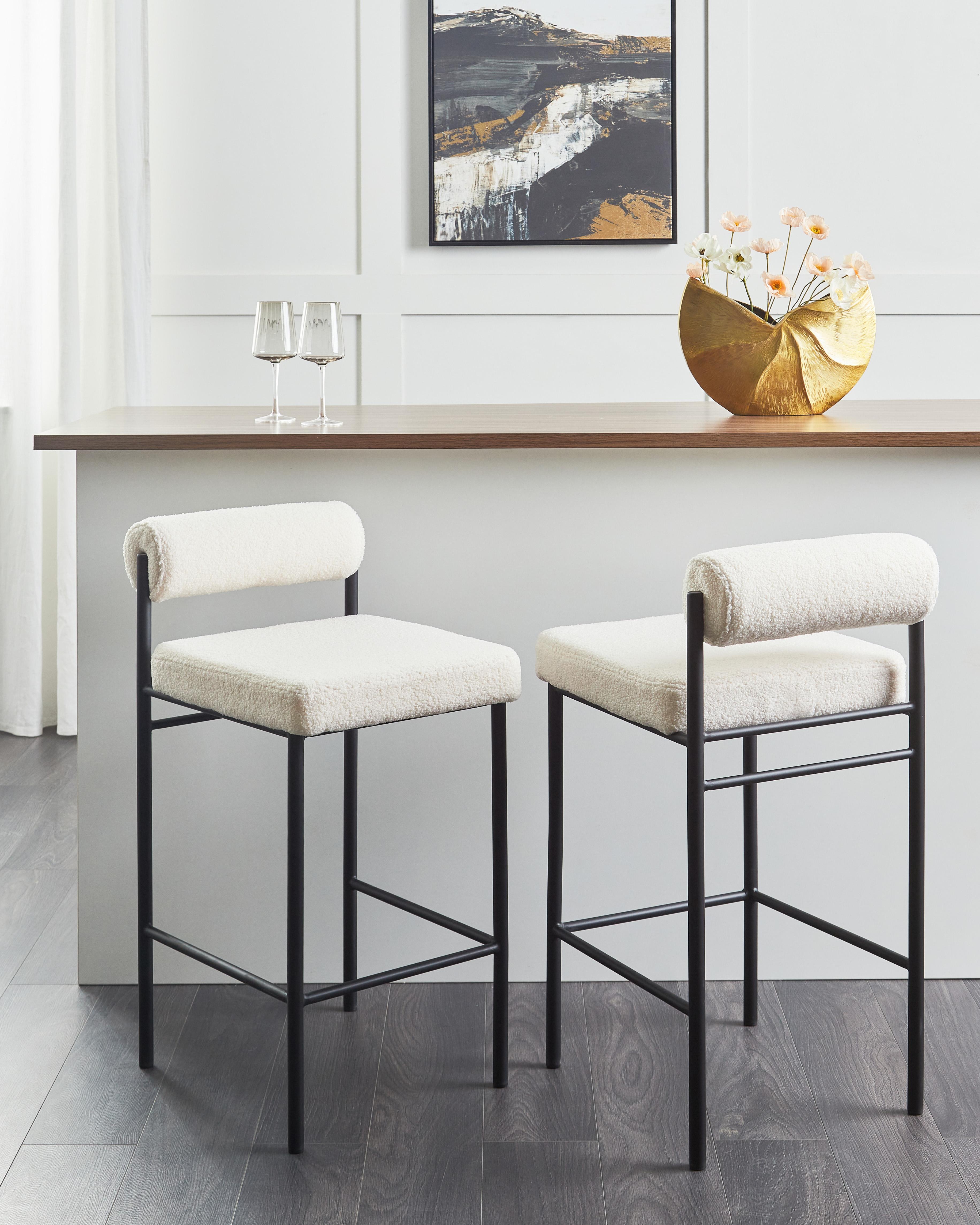 Set van 2 barstoelen AMAYA Bouclé Gebroken wit