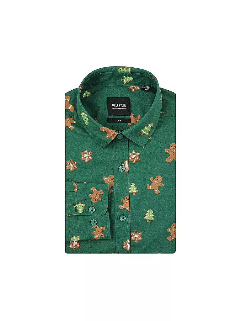 ONLY & SONS Hemd Slim Fit  ONSALF XMAS dunkelgrün