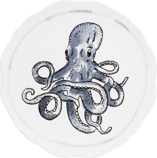 Blond Amsterdam bord X Noir octopus D 15 H 1 cm