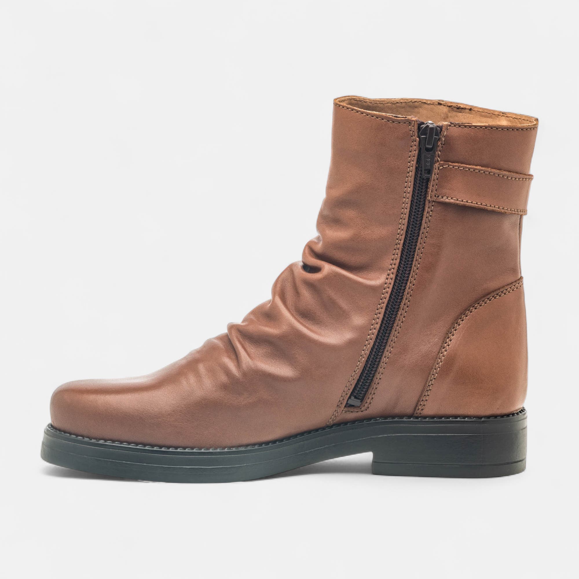 Boots Femme en cuir cognac
