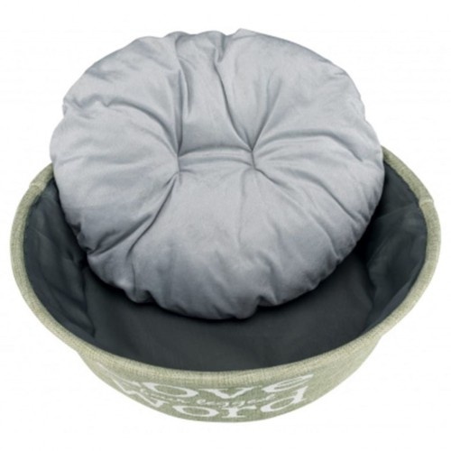 Cama redonda de design exclusivo para cães na cor verde.