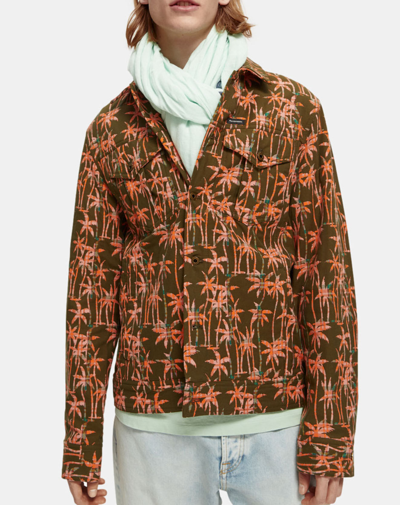 Scotch & Soda Chèche en Coton Bio & Lin vert d'eau - 172x80 cm
