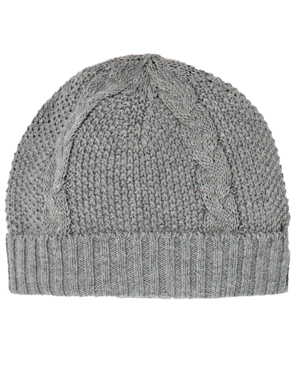 Strick-Strampler PATTERN mit Mütze in grau