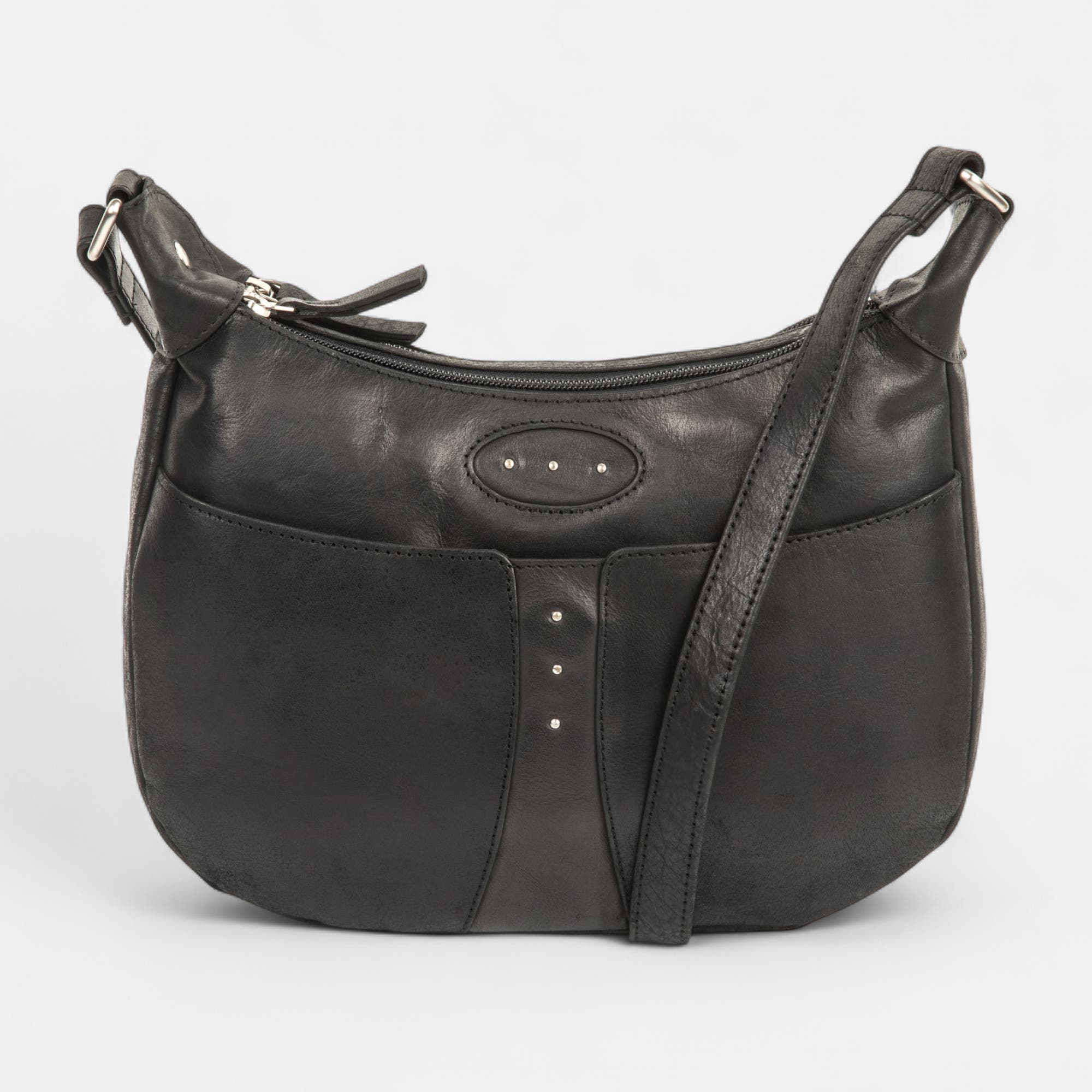Sac bandoulière en cuir noir