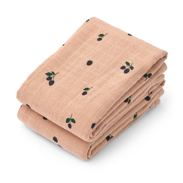 LIEWOOD - Lewis Musselintücher aus Bio-Baumwolle, mini berry, pale tuscany (2er-Set)