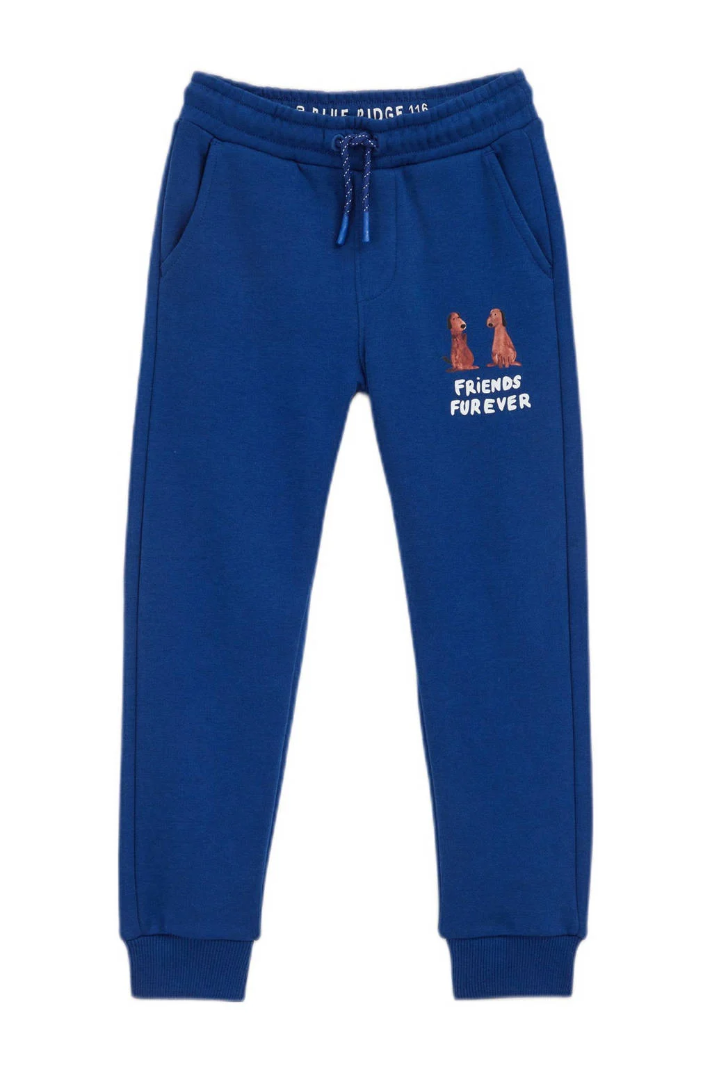 WE Fashion slim fit broek met printopdruk kobalt blauw