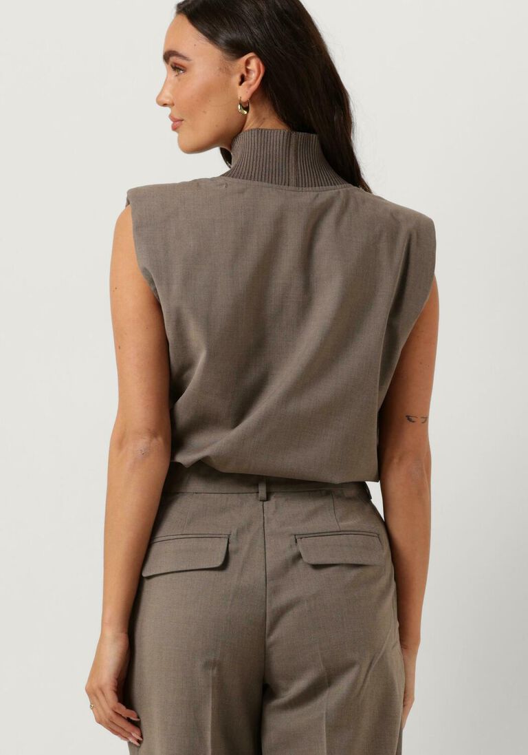 CO\\'COUTURE taupe co'couture spencer vidacc rib turtleneck vest