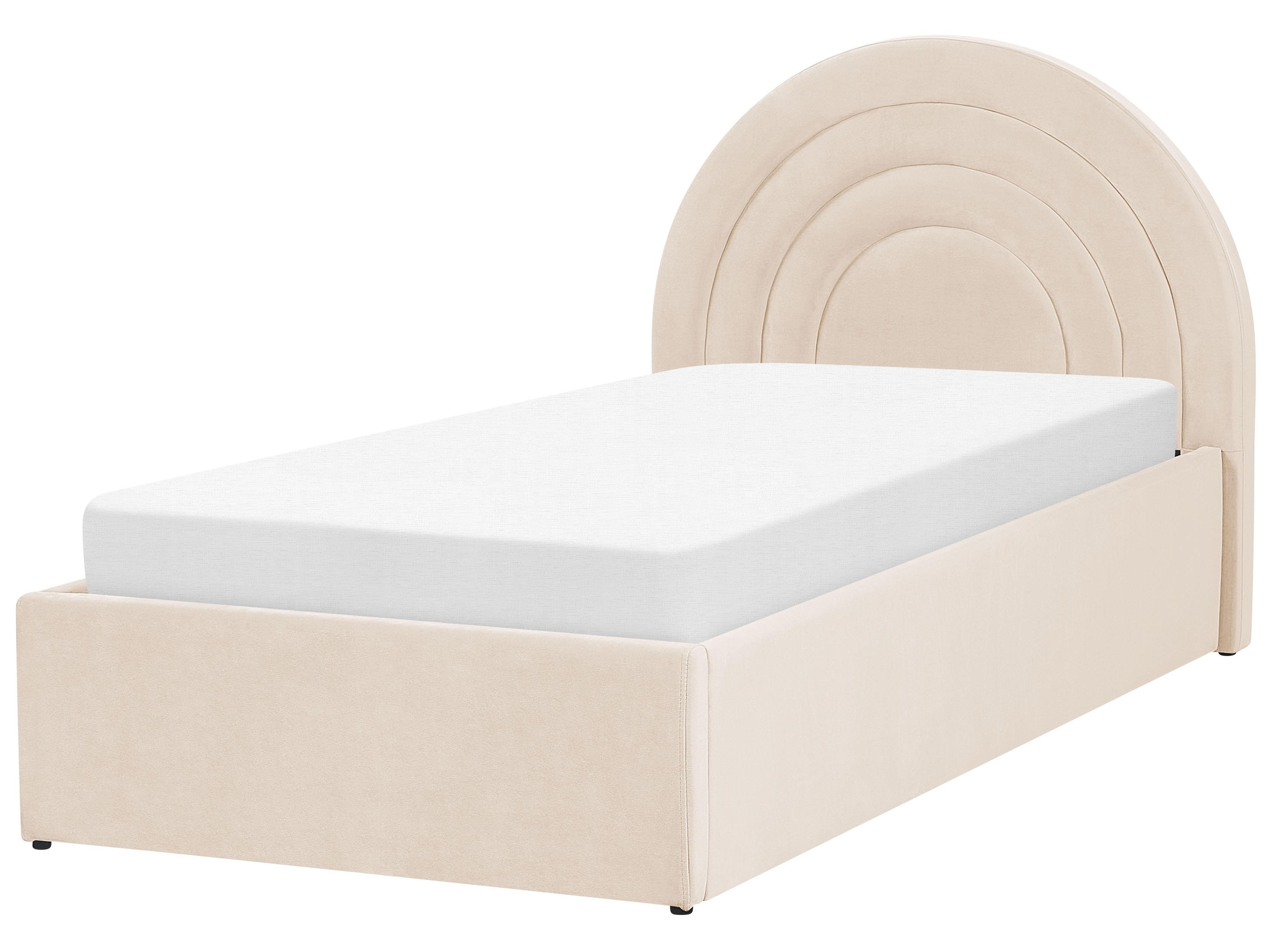Kinderbed met opbergruimte Fluweel ANET 90 x 200 cm Beige