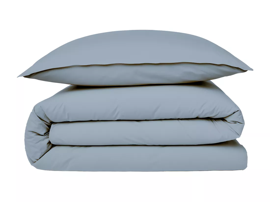 Housse de couette en coton 57 fils unie nuage 260x240cm