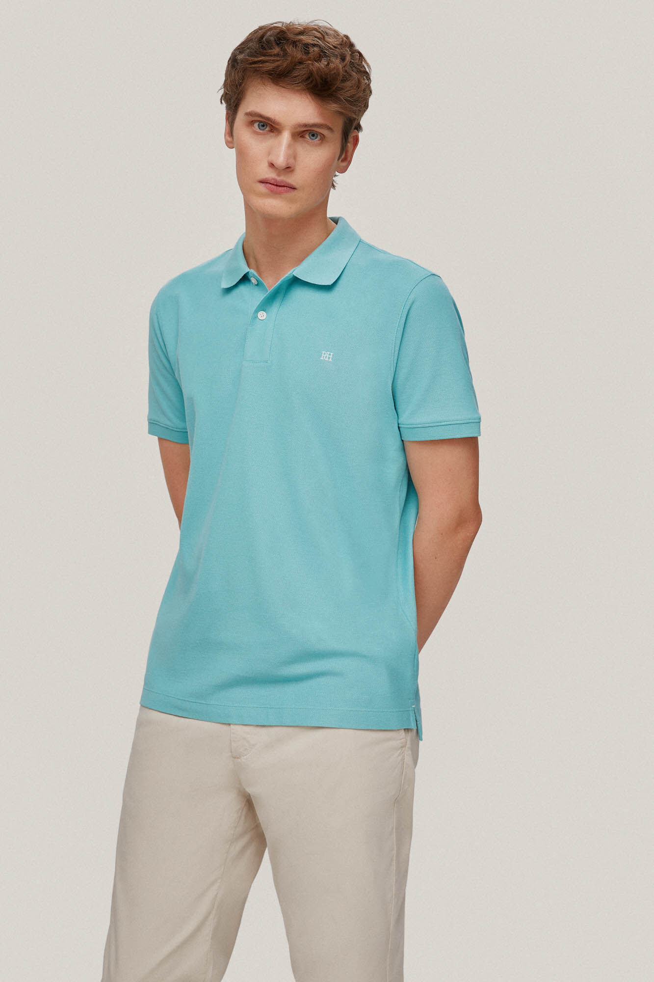 Camisa polo com logotipo - Azul