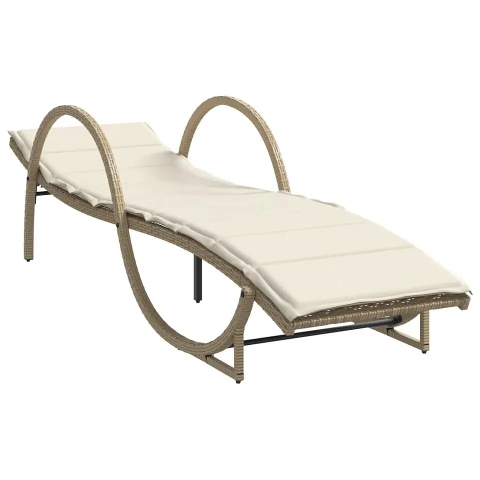 vidaXL - Ligbed - Beige - Poly rattan