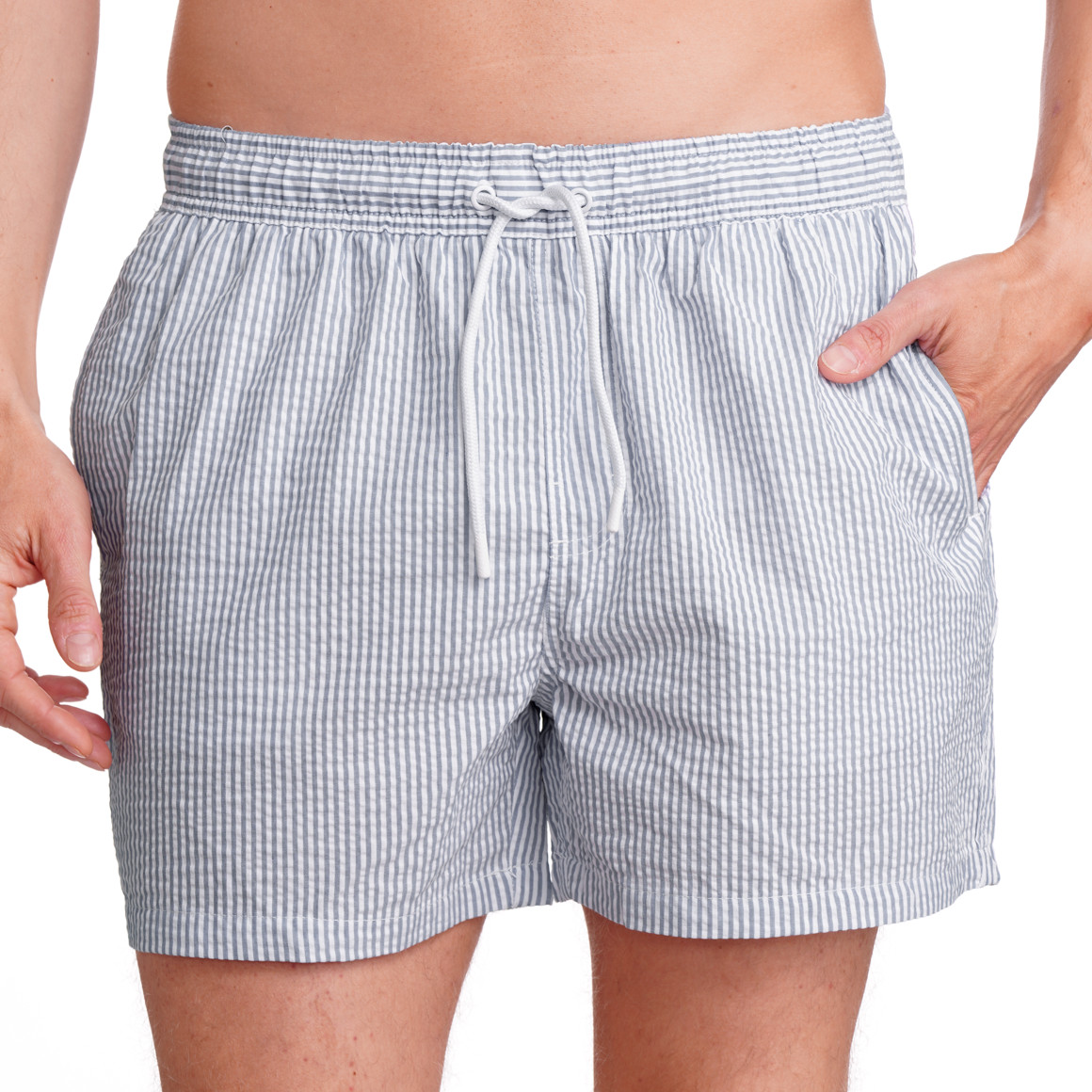 VanVaan Herren Badeshorts aus Seersucker-Gewebe blau