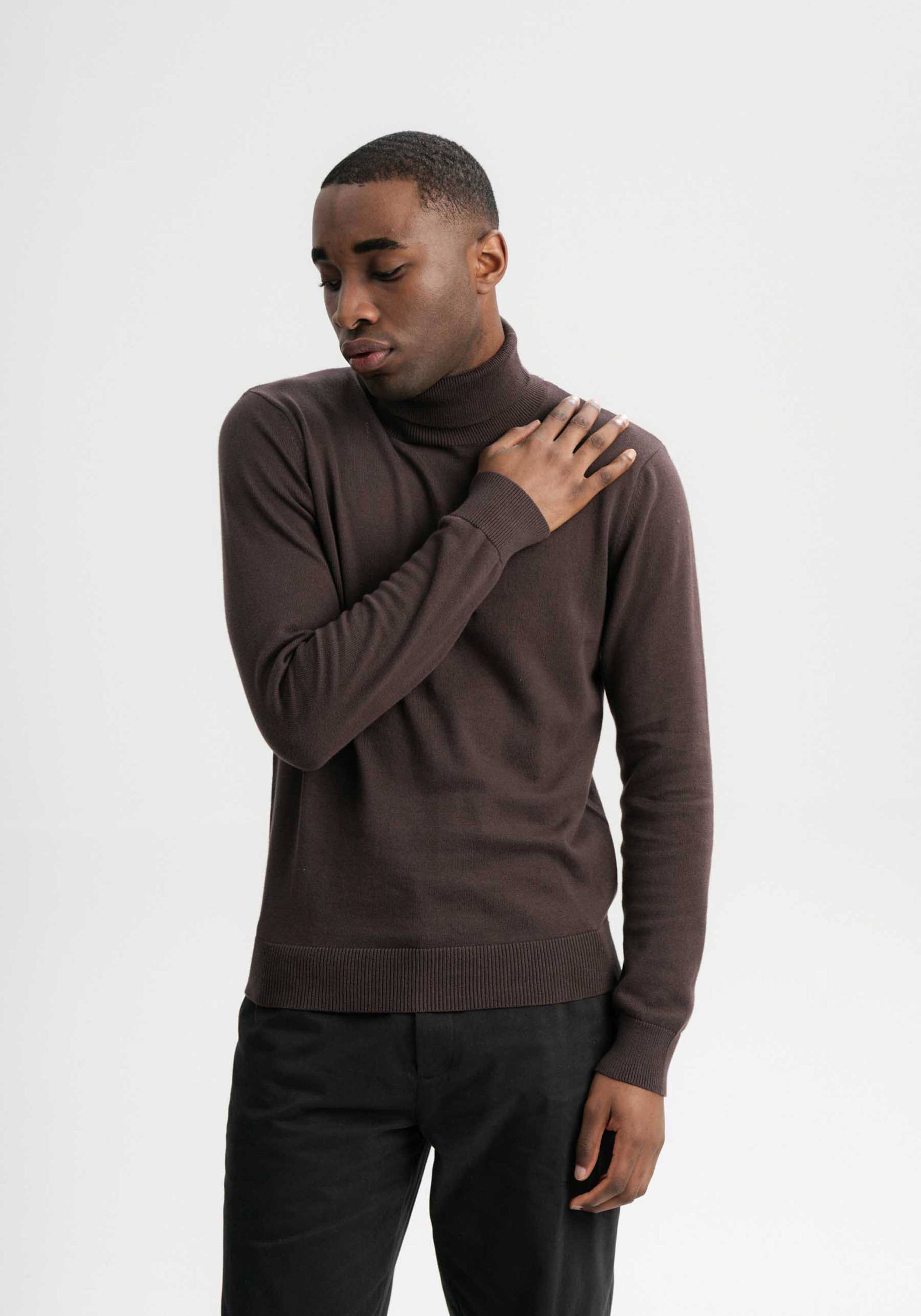 Mela Feinstrick Rollkragenpullover Kanja Dark Brown