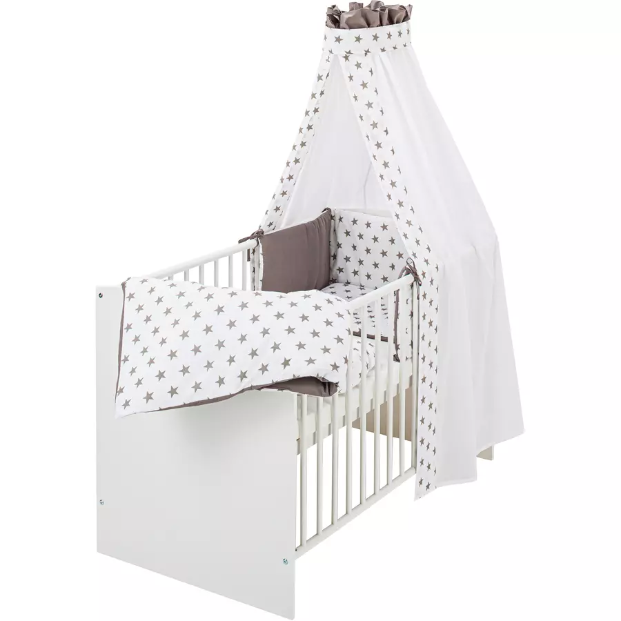Schardt Komplettbett Classic White Big Stars grau 60 cm x 120 cm