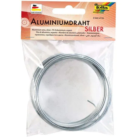 Folia Aluminiumdraht, Basteldraht in silber, 2 mm x 5 m, besonders leicht formbar