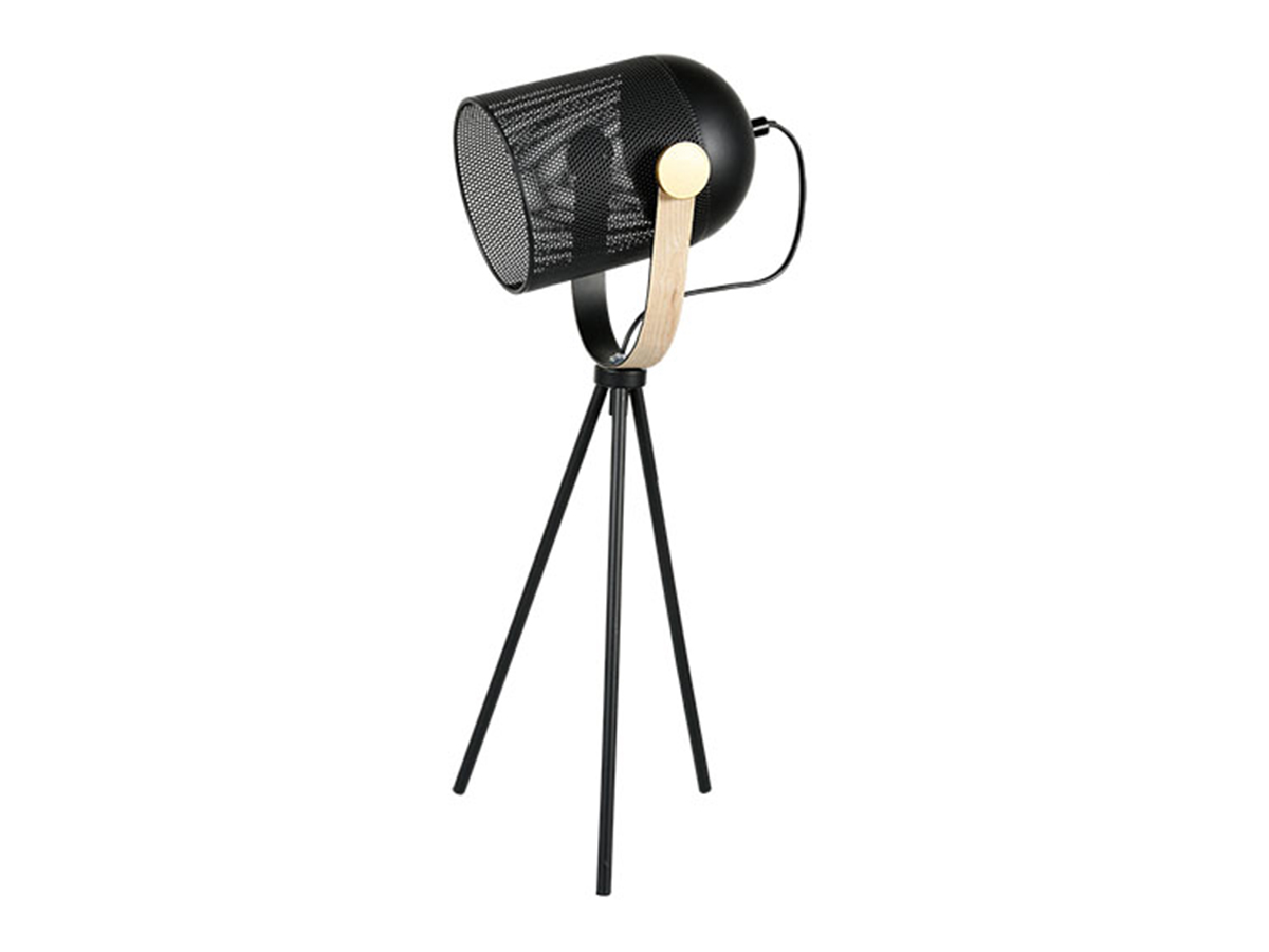 Lampe spot trépied en métal noire