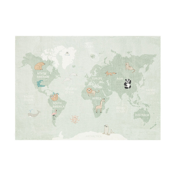 Kindervloerkleed - Globe Mint | Werelds speelplezier!