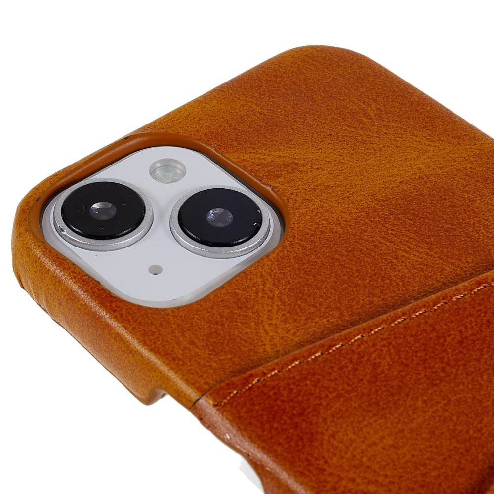iPhone 14 Leder Hülle Snap Case   Kartenfach - Hellbraun