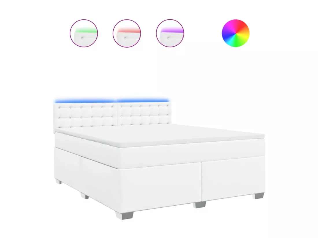 Sommier à lattes de lit avec matelas Blanc 180x200cm Similicuir
