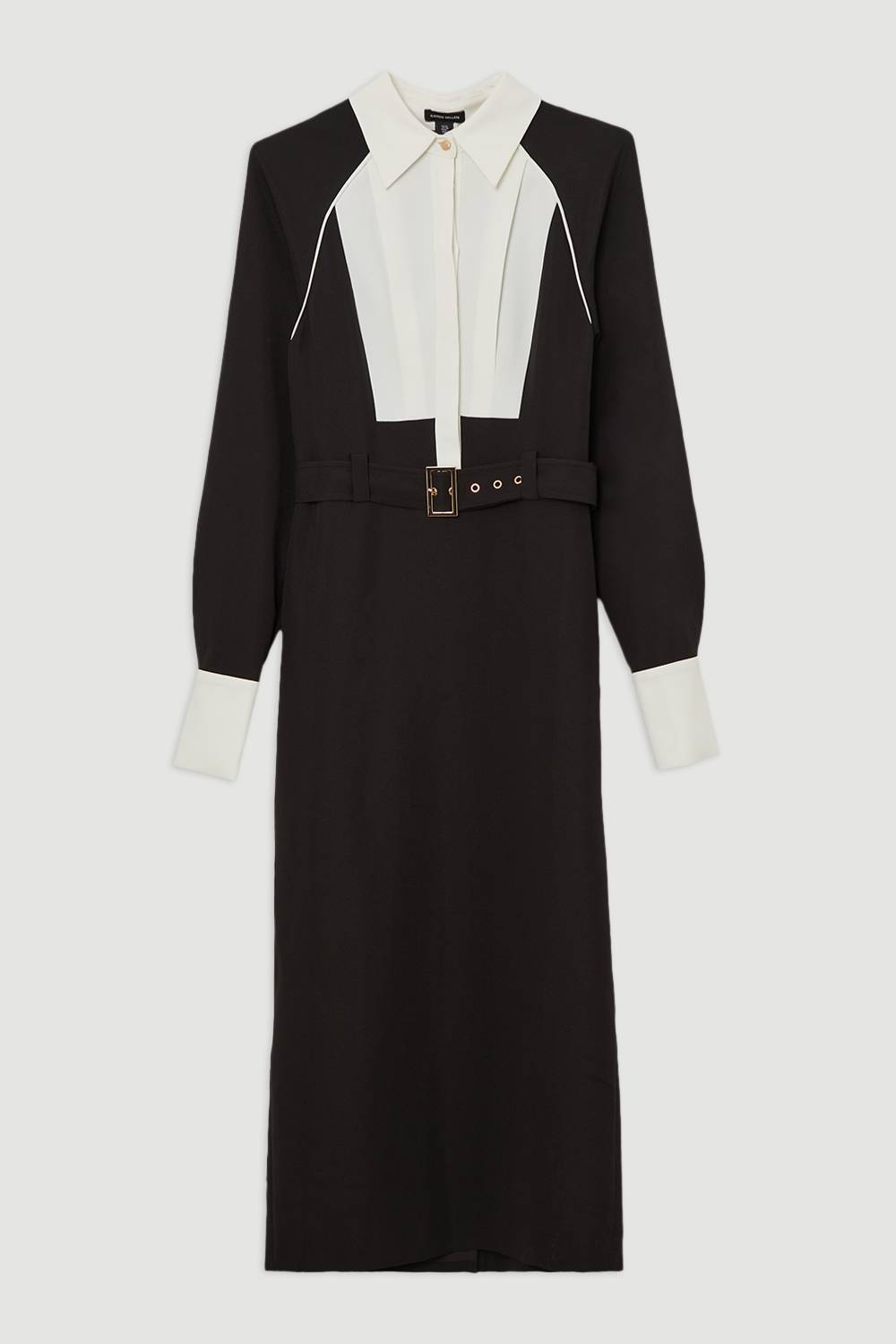 KarenMillen Robe maxi tissée en sergé à col