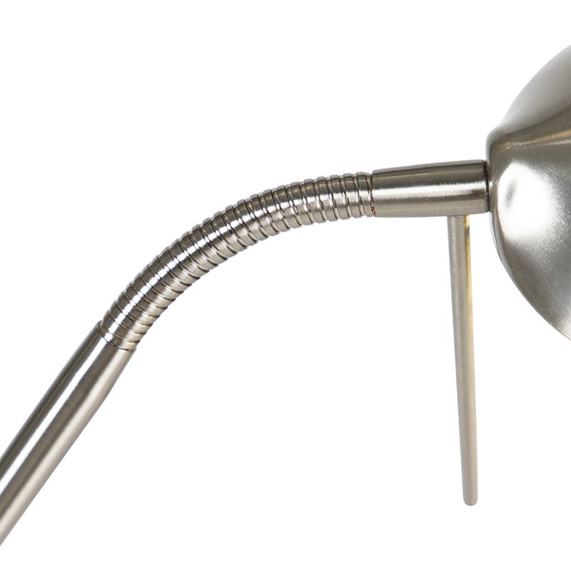 Vloerlamp staal met leeslamp incl. LED dimbaar in Kelvin - Diva