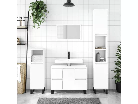 Armoire de salle de bain blanc 30x30x100 cm bois d'ingénierie