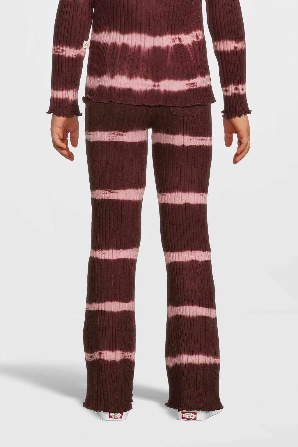 Your Wishes tie-dye flared broek wijnrood/roze
