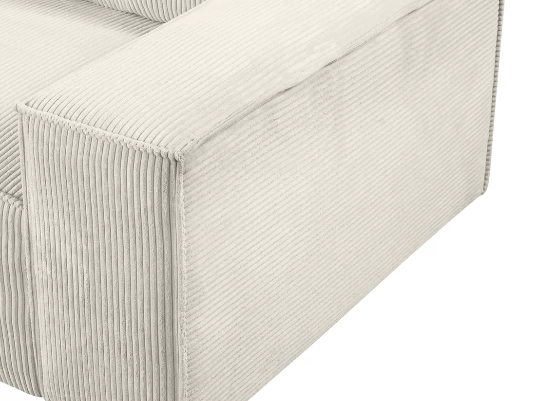 Canapé d'angle gauche convertible en velours côtelé beige AMELIA