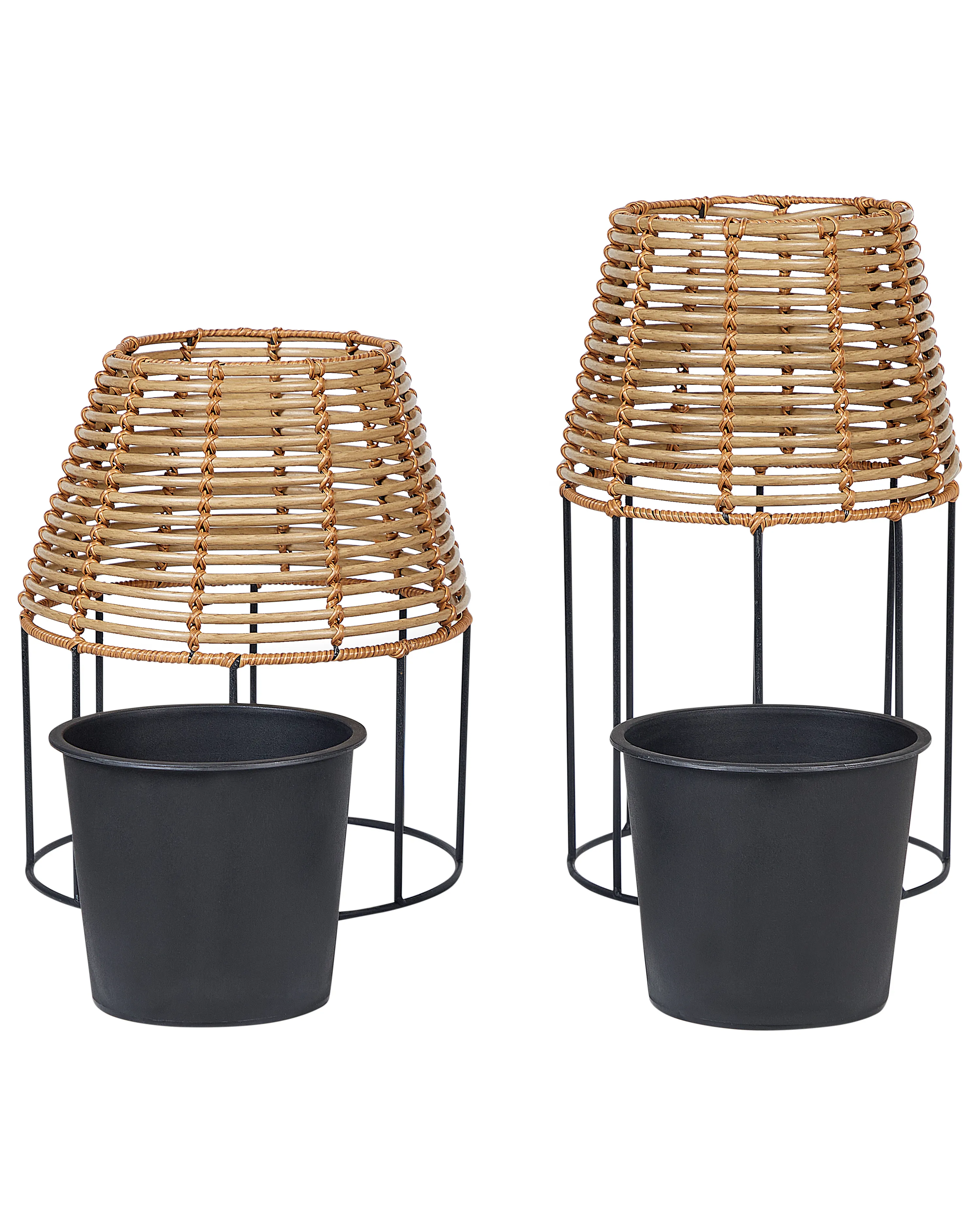 Set van 2 verhoogde bloempotten BORAGO PE rotan 20/21 cm Natuurlijk