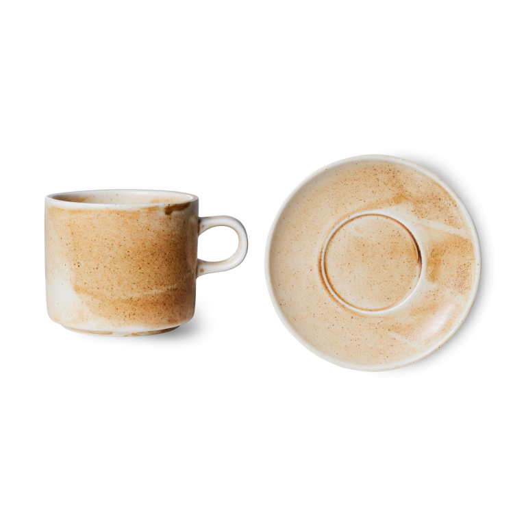 HKliving Chef Ceramic kop en schotel rustic blue