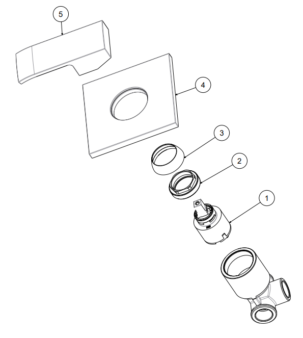 Paffoni Elle inbouwmengkraan 2 uitgangen met RVS muurplaat