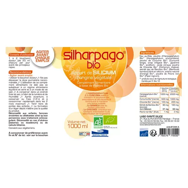 Sílica Silharpago Orgânica para Saúde 1L