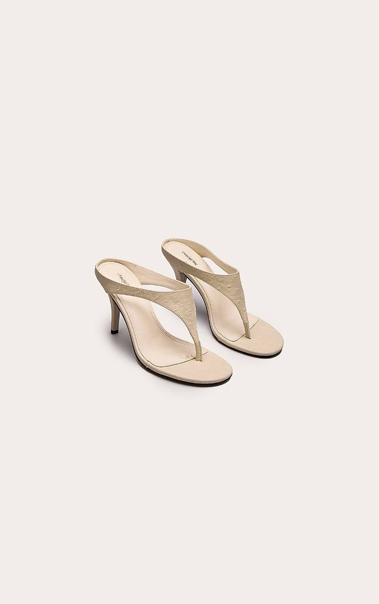 Crème Sandales À Talon Aiguille En Synthétiquecuir Avec Bride Orteil Et Empeigne Haute