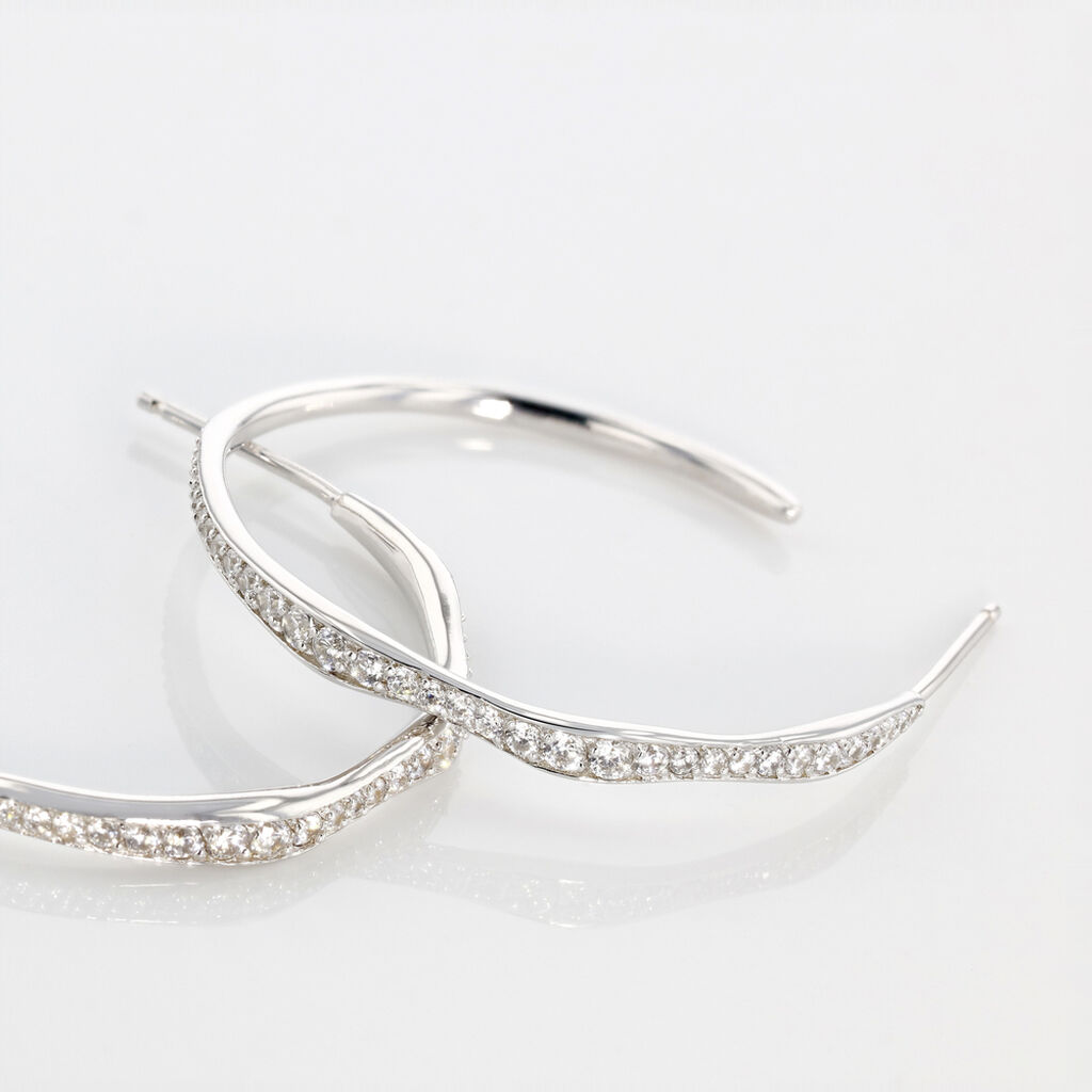 Créoles Catalina Rondes Argent Blanc Oxyde De Zirconium