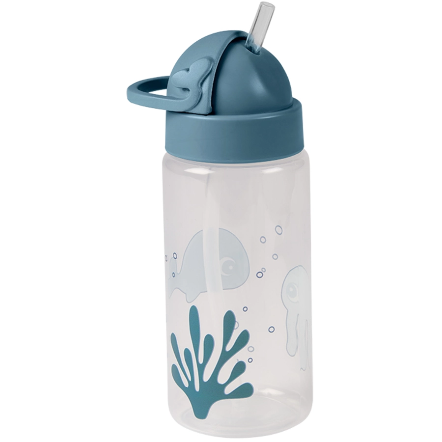 Done by Deer™ Trinkflasche mit Strohhalm Sea friends in blau