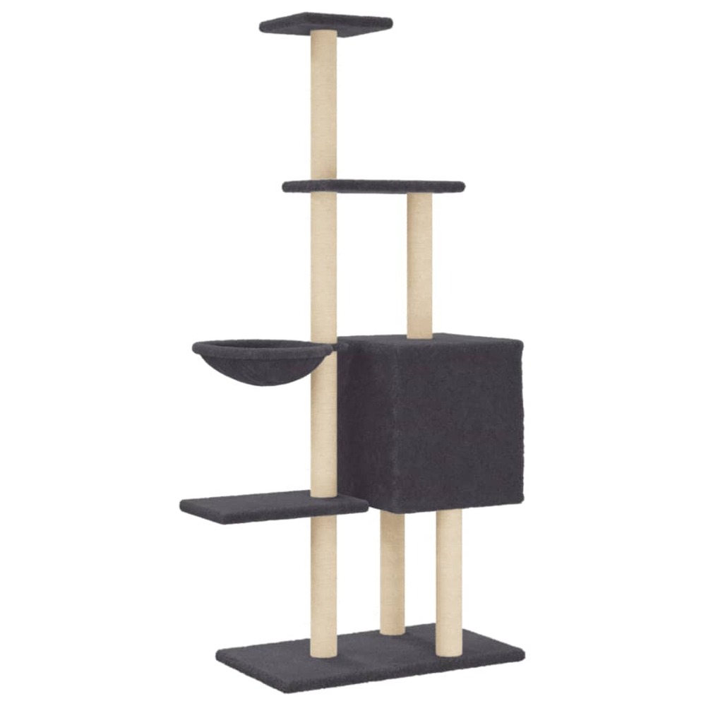 Arbre à chat avec griffoirs en sisal gris foncé 145 cm