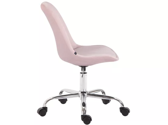 Chaise de bureau - Velours & Métal chromé - Rose - Toulouse