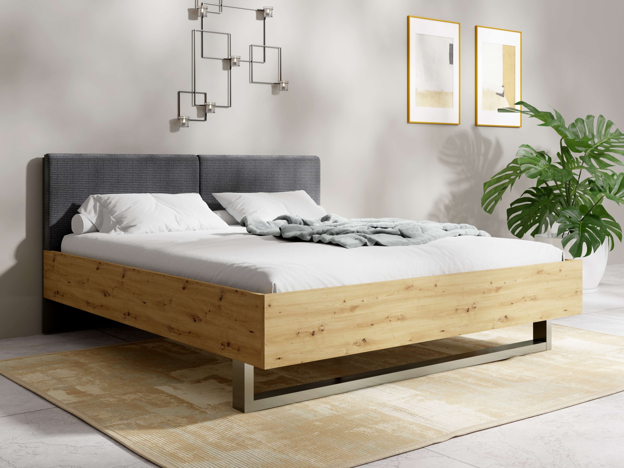 Home affaire Polsterbett »Bett Loreto, Masse: B/T/H 185,5/211/98 cm« Bett 180x200 cm mit gepolstertem Kopfteil
