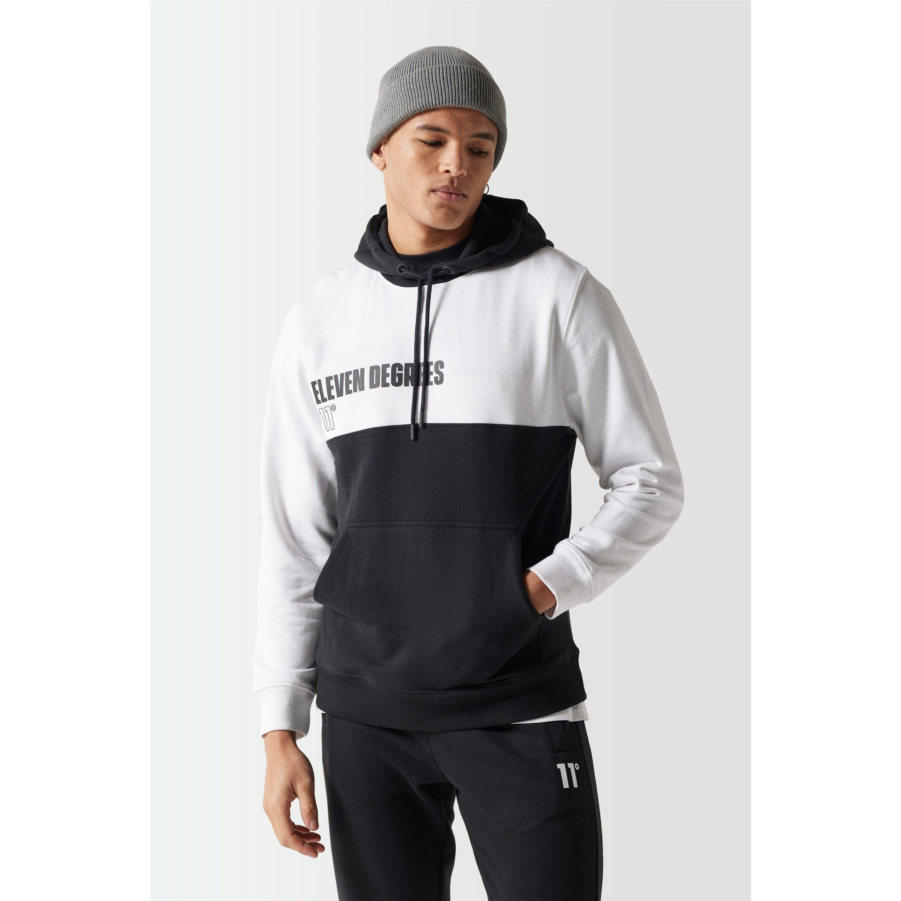 11 Degrees 11D Colour Block Hoodie Black  White