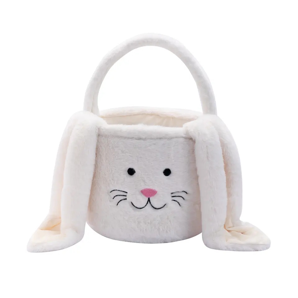 Flauschiges Stoff Osternest Candy Gift Osterhasen Tasche - Weiss