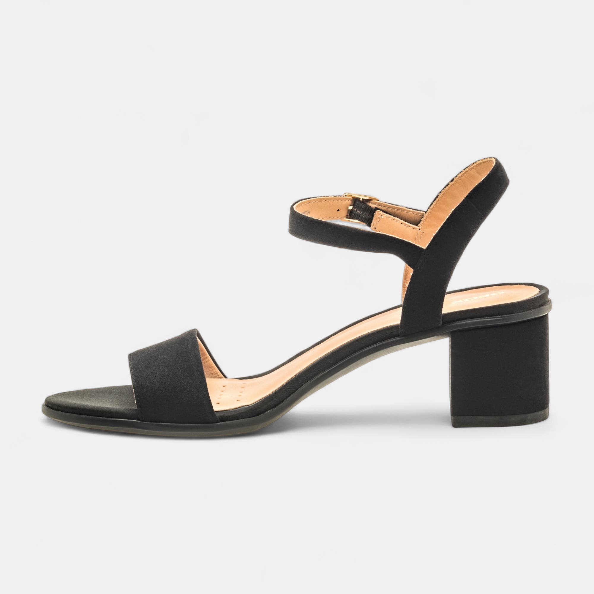 Nu-pieds à talon compensé Femme en cuir noir