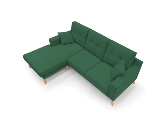 DIVANI.STORE - Canapé d'angle danish réversible vert 4 places