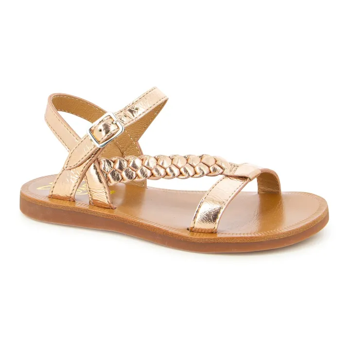 Pom d'Api Sandales Plagette Antik | Or rose