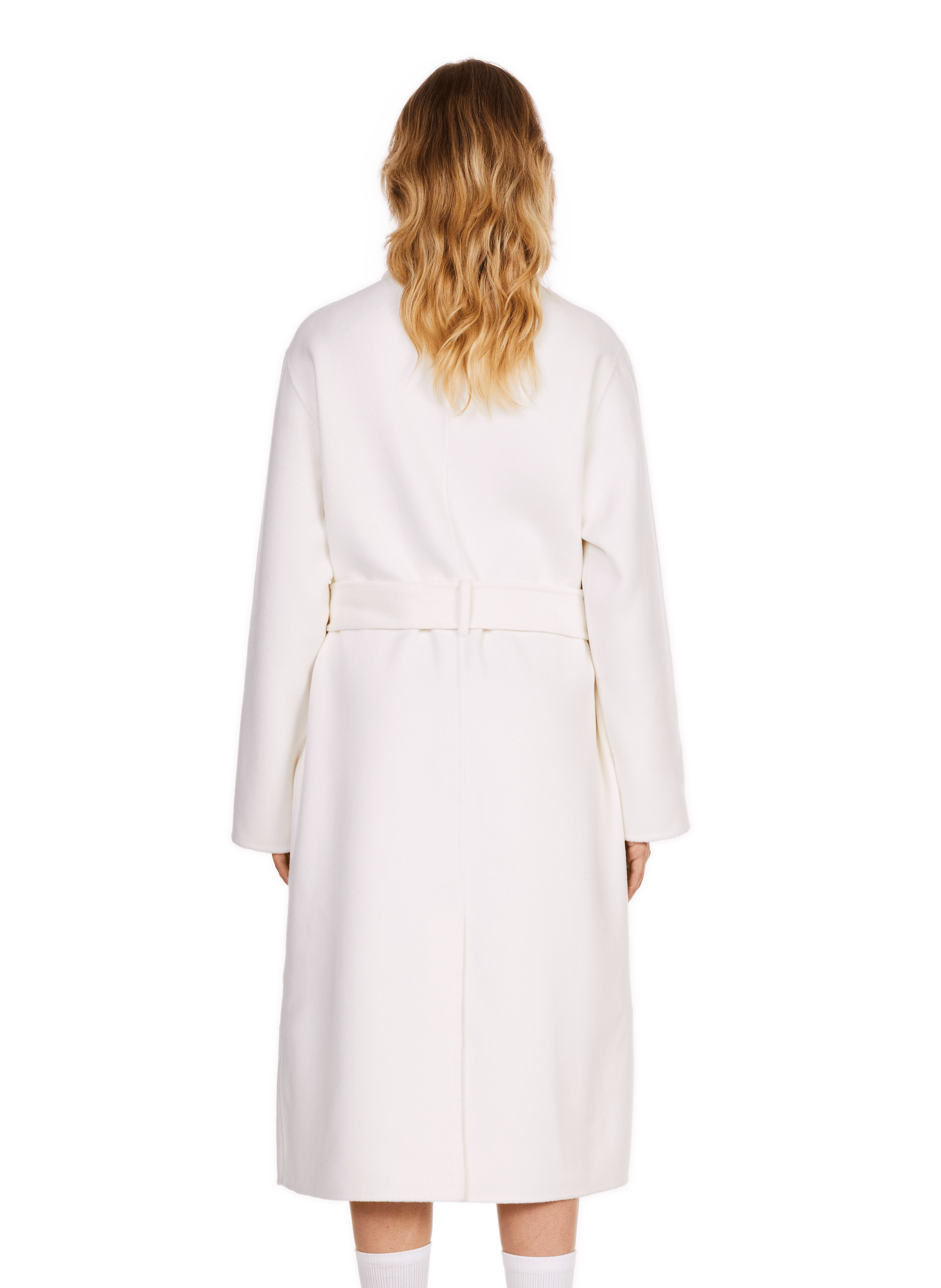 UPAY - Manteau long en laine mélangée| Blanc