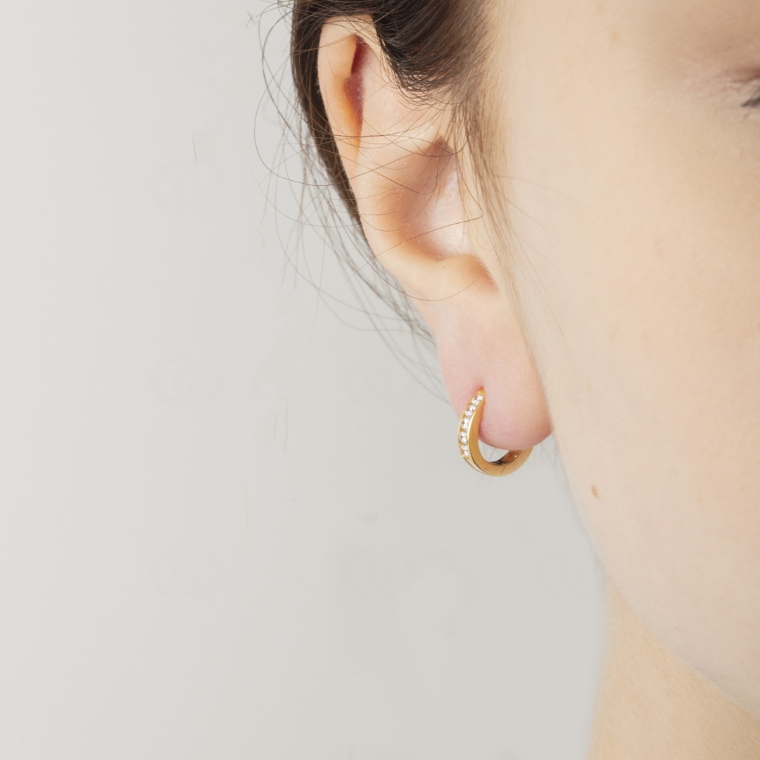 Kreolen 750/18 K Gelbgold Ø 12mm mit Zirkonia